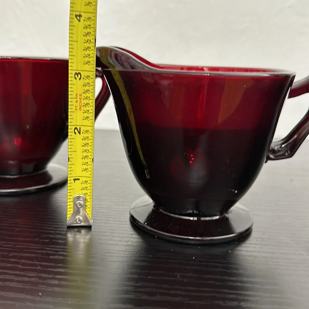 Anchor Hocking Royal Ruby Vintage Cream & Open Sugar Set